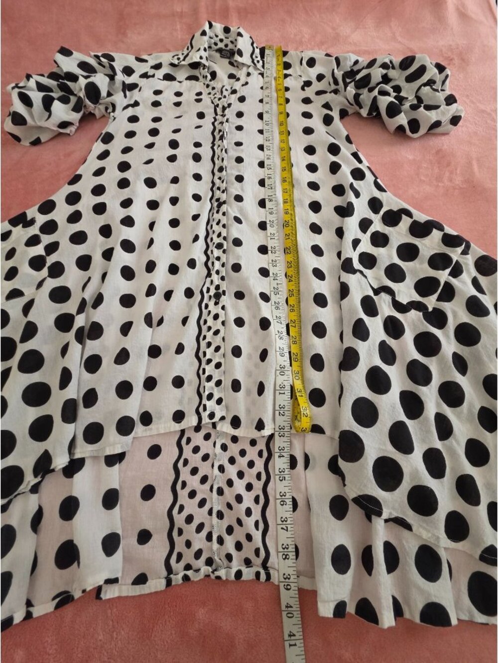 Polka Dot Ruffle Sleeve Cotton Tunic Dress By Step In Style S White/Black Lightw - Picture 12 of 16